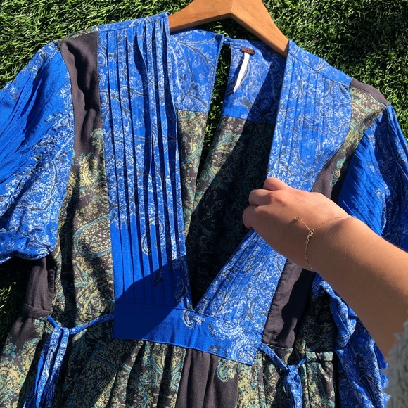 Free People blooming fields blue green jumpsuit - Picture 7 of 10